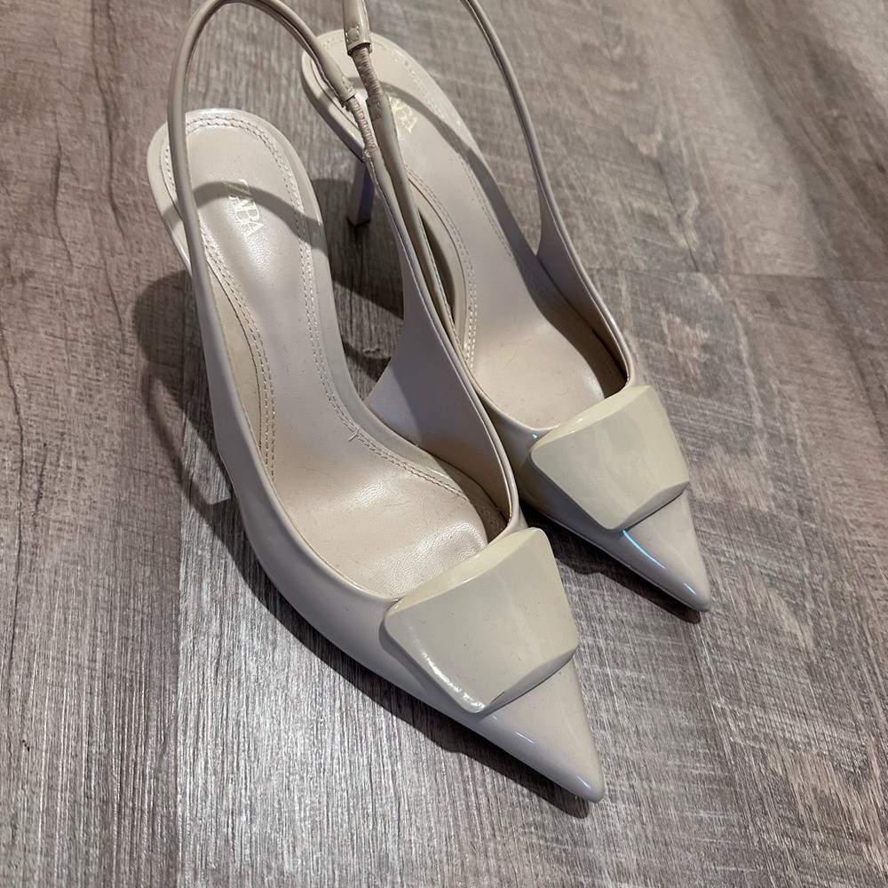 Zara Cream Slingback Heels